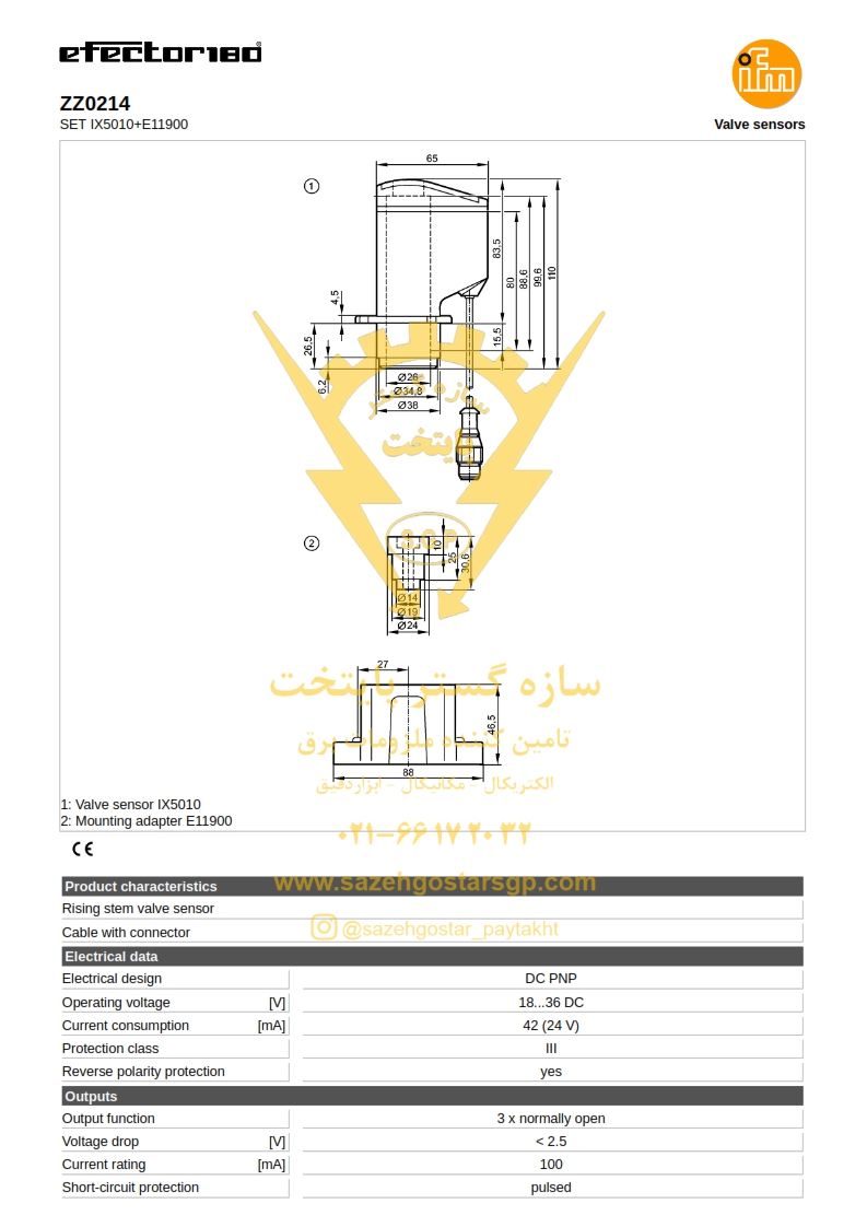 سازه گستر پایتخت تامین کننده محصولات ifm درایران | شماره تماس 66172032| سنسور موقعیت ZZ0214 برند ifm