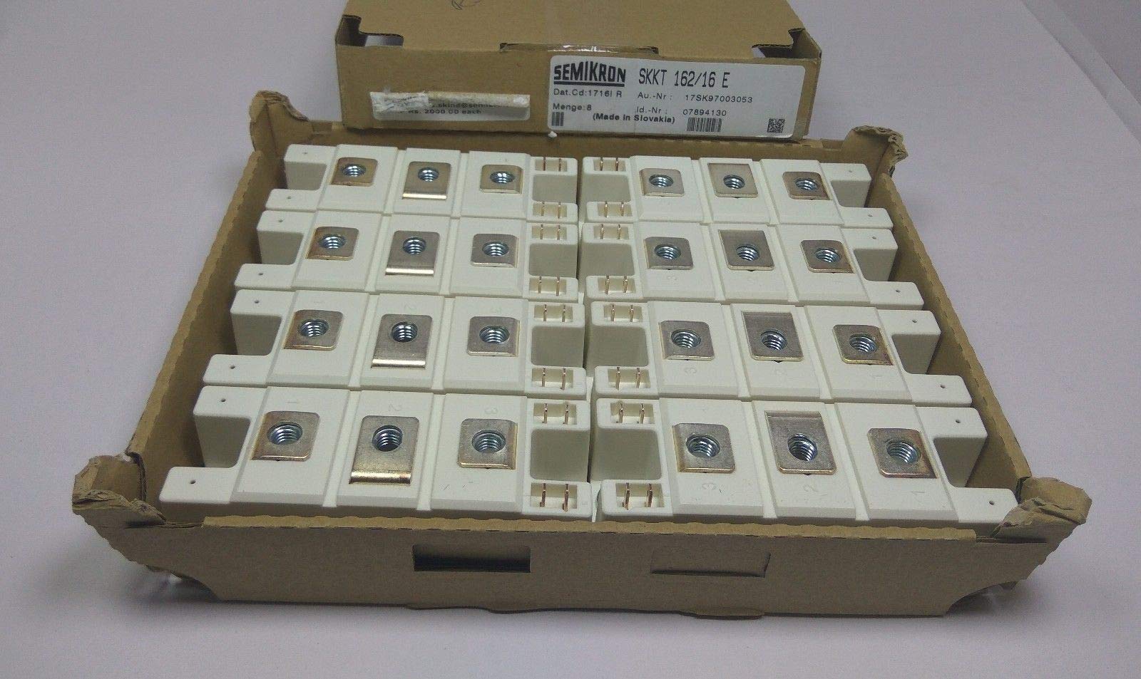 سازه گستر پایتخت تامین کننده و وارد کننده محصولات دفنوس سمیکرون در ایران - دوبل تریستور سمیکرون semikron SKKT162- Semikron Danfoss SKKT 162/16 E, Dual Thyristor Module 1600V, 156A 150mA