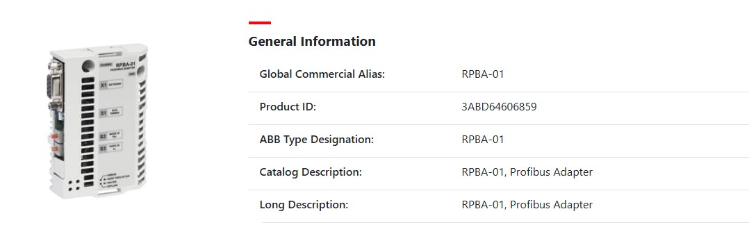 ماژول آداپتور ارتباطی ABB RPBA-01 PROFIBUS DP - سازه گستر پایتخت تامین کننده ماژول های ای بی بی ABB - شماره تماس 02166172032
