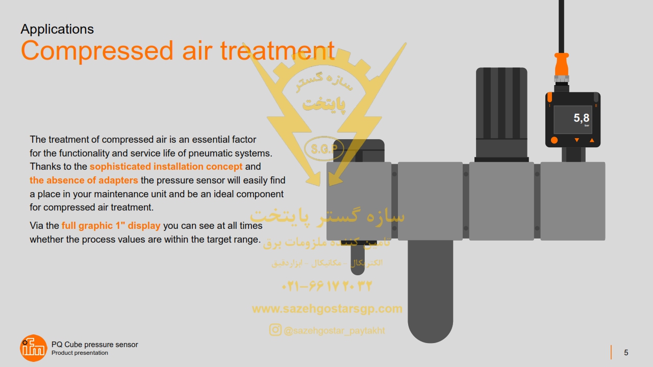 سازه گستر پایتخت تامین کننده محصولات آی اف ام در ایران | شماره تماس 66172032 | انواع سنسور های فشار مدل PQ Cube برند ifm
