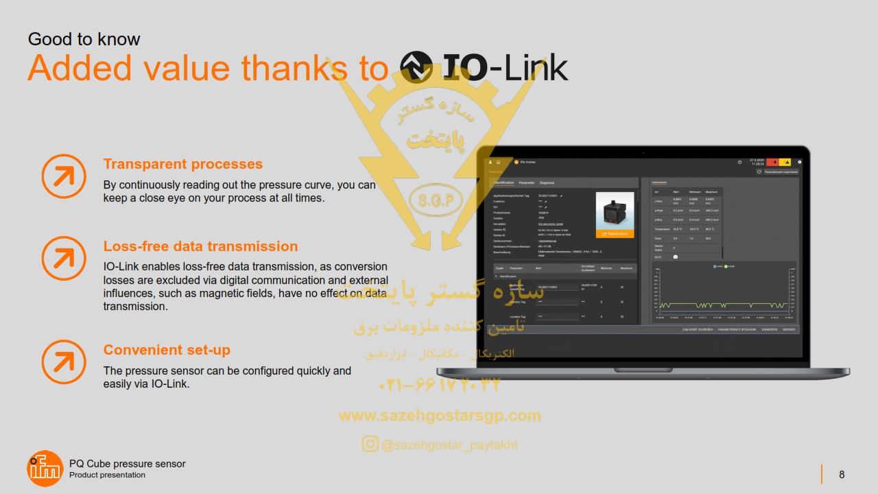 سازه گستر پایتخت تامین کننده محصولات آی اف ام در ایران | شماره تماس 66172032 | انواع سنسور های فشار مدل PQ Cube برند ifm